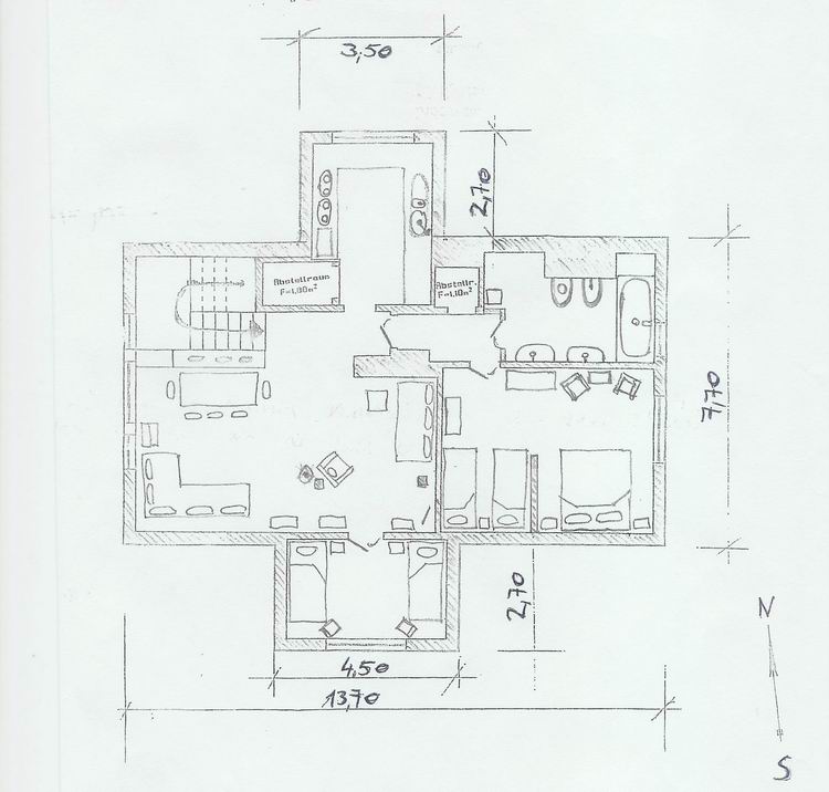 Raumeinteilung und Fotos  von Appartement Roseggerhaus, Ramsau in Österreich.